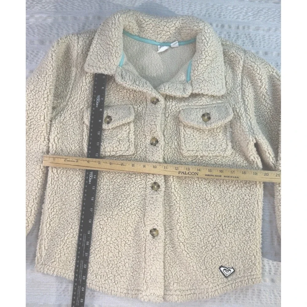 Roxy Girls‎ Sherpa Jacket Large 14 16 Cream Fleece Button Up Cozy